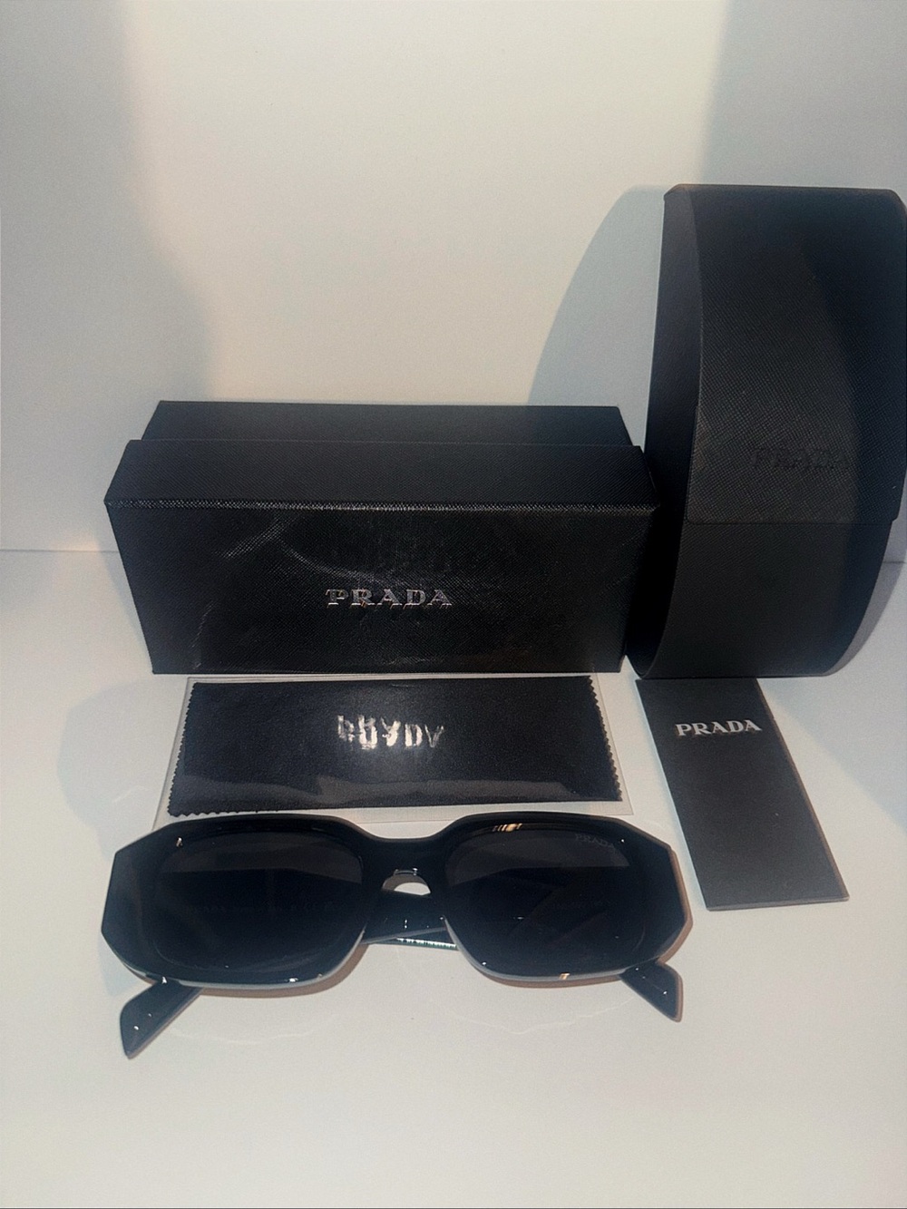 Prada 53MM Rectangular Sunglasses Black Dark Grey PR A51S